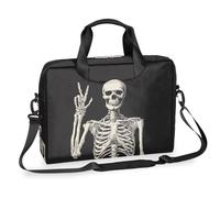 Ombra Laptop Shoulder Bag Human Skull Skeleton Halloween Portable Laptop Sleeve Case with Strap for 14/15.6/16in Notebook Computer Messenger Bag for Women Men Briefcase