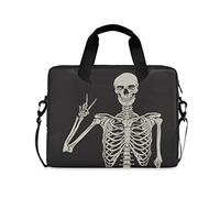 Ombra Laptop Shoulder Bag Human Skull Skeleton Halloween Portable Laptop Sleeve Case with Strap for 14/15.6/16in Notebook Computer Messenger Bag for Women Men Briefcase