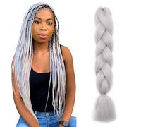 Ombre 4 Tones Braiding Hair Extensions Jumbo Braids Hair Extension Jumbo Braiding for Twist Braiding 24",1 Bundles - Silver Grey