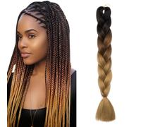 Ombre 4 Tones Braiding Hair Extensions Jumbo Braids Hair Extension Jumbo Braiding for Twist Braiding 24",1 Bundles - Dark Black to Light Brown to Ash Blonde