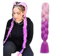 Ombre 4 Tones Braiding Hair Extensions Jumbo Braids Hair Extension Jumbo Braiding for Twist Braiding 24",1 Bundles - Light Pink to Rose Pink
