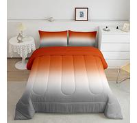 Ombre Bedding for Girls Orange White Grey Ombre Single Size Girly Colorful Gradient Duvet Set Kids Boys Women Abstract Art Down Alternative Quilt Down Comforter