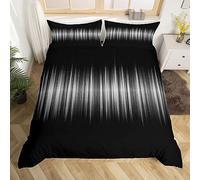 Ombre Bedding Set Super King Geometric Abstract Ombre Comforter Cover Bedding Set for Kids Toddler Grey and Black Striped Duvet Cover Modern Abstract Geometric Bedspread Cover Bedclothes