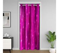 Ombre Blackout Curtain,Abstract Gradient Door Curtain,Hot Pink Ombre Room Divider Curtain,Sparkling Stars Door Window Curtain,Glowing Geometric Lines Door Drape for Girls,59"W x 80"L