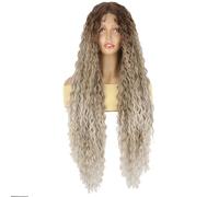 Ombre Blonde Lace Front Wig Water Wave Hair Wigs Synthetic Body Wave 150% Density Human Hair Touch Premium Fiber Party Date Daily Wear Natural Looking 34 inch(Color:Color 6)