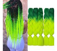 Ombre Braiding Hair 24inch Jumbo Braids High Temperature Fiber Synthetic Hair Extension 5pcs/Lot 500g for Twist Braiding Hair Dark Green to Chartreuse