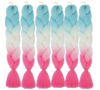 ombre Braiding Hair Extensions jumbo braid extension hair 6packs Colorful Hair Extensions for Braiding Synthetic fake braids for box braids crochet hair (lake blue white hot pink)