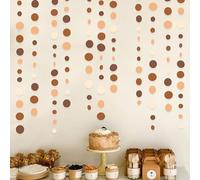 Ombre Brown Party Decorations Polka Dots Garlands Cream Tan Brown Boho Hanging Paper Circle Dots Streamer for Neutral Rustic Cowboy Western Teddy Bear Birthday Baby Shower Wedding Woodland Party Decor