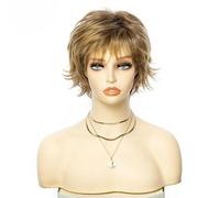 Ombre Brown Synthetic Wigs with Bangs for White Women Short Red Grey Wave Cosplay Hair Wig Dark Root-ZY-163-8inches-1 PC