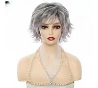 Ombre Brown Synthetic Wigs with Bangs for White Women Short Red Grey Wave Cosplay Hair Wig Dark Root-ZY-111 B-8inches-1 PC