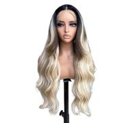 Ombre Brown To Blonde Lace Front Body Wave Wig With Dark Roots 13x4x1 T-part Three Color Gradient 28” Pre-plucked Wig