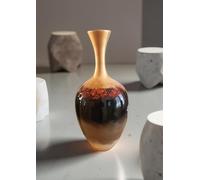 Ombre Ceramic Vase - 45cm Tall in Gold, Red & Silver Gradient with Narrow Gold Neck | Multicolor Floor/Table Vase | Luxury Home Décor Accent for Modern Living Room or Hallway