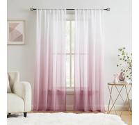 Ombre Chiffon Sheer Curtains 84 Inch Long Light Filtering for Living Room Bedroom Decor, Set of 2 Gradient Crinkle Curtain Panels for Girls Room, Garden, Yard, Rod Pocket, Pink
