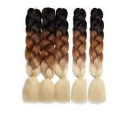 Ombre Colors Braid Hair Afro Braiding Hair Extensions 24 Inch 4 Tone for Women Twist Crochet Braids 5 Bundle Black to Light Brown to Bleach Blonde
