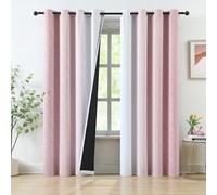 Ombre Full Blackout Curtain Panels 95 Inches Long Bedroom Drapes Energy Efficient Thermal Insulated Gradient Window Treatments with Grommets Pure White to Pink for Living Room, 52" Wx95 L, 2 Panels