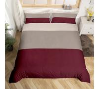 Ombre Grey Beige Wine Red Stripes Bedding Set for Boys Geometric Comforter Cover Set King Size Modern Striped Art Duvet Cover Bedroom Decor Abstract Art Bedspread Cover Bedding Collection 3Pcs