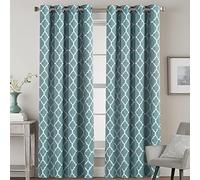 Ombre Grommet Top Blackout Curtains for Bedroom and Living Room 2 Panels Room Darkening Drapes with Eyelet Design Modern Decorative Window Treatment Aqua Blue 52x84inch
