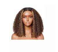 Ombre Highlight Deep Wave Curly BOB Lace Front Wigs,13x4 HD Human Hair Pre Plucked Glueless Frontal Wig for Black Women(10 inch)