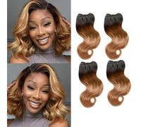 Ombre Human Hair Bundles Body Wave 4 bundle human hair 12A Virgin Unprocessed Human Hair Short Bundles Ombre Blonde Bundles(8888，1B/30)