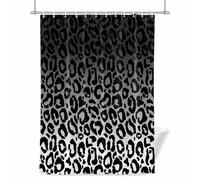 Ombre Leopard Shower Curtain for Bathroom, Print Black White Gradient Waterproof Cloth Fabric Bathroom Accessories Set with 12 Rust Proof Plastic Hooks, 36” x 78”