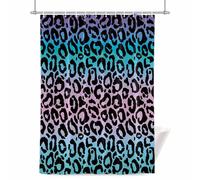 Ombre Leopard Shower Curtain for Bathroom, Print Colored Gradient Waterproof Cloth Fabric Bathroom Accessories Set with 12 Rust Proof Plastic Hooks, 36” x 72”