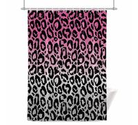 Ombre Leopard Shower Curtain for Bathroom, Print Pink to Gray Gradient Waterproof Cloth Fabric Bathroom Accessories Set with 12 Rust Proof Plastic Hooks, 72” x 72”