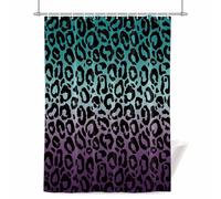Ombre Leopard Shower Curtain for Bathroom, Print Turquoise to Purple Gradient Waterproof Cloth Fabric Bathroom Accessories Set with 12 Rust Proof Plastic Hooks, 56” x 78”