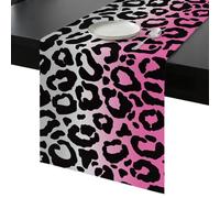 Ombre Leopard Table Runner 72 Inches Long, Print Pink to Gray Gradient Washable Table Runners Heat-Insulation Kitchen Dining Table Decorations for Home Party Decor, 13"x72"