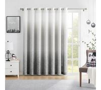 Ombre Light Filtering Door Curtain 100" Extra Wide Gradient Print on Rayon Blend Fabric Window Treatment for Sliding Patio Door with 14 Grommets, Cream White to Light Gray, 100" x 84", 1 Panel