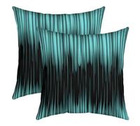 Ombre Pillow Cases Cushion Covers Teal Blue Black Throw Pillow Covers 22x22 Inch Set of 2 Soft for Kids Boys Girls Decor Modern Decorative Throw Pillowcases Strip Lines Abstract Cushion Cases