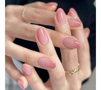 Ombre Pink French False Nails Short Oval, SXVME French Press on Nails Short, Nude Pink Full Cover Fake Nails Almond, Elegant Ombre Pink Nails Press on, Acrylic Stick on Nails for Women Daily Wear