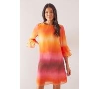 Ombre Print Flute Sleeve Shift Dress Wallis Orange 14