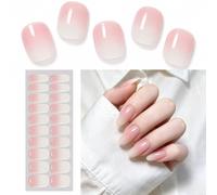 Ombre Semi Cured Gel Nail Strips, 20Pcs Pink White Gradient Gel Nail Stickers, French Gradient Gel Nail Wraps - Long Lasting UV/LED Nails Supplies Nail Art Design Decoration Accessories