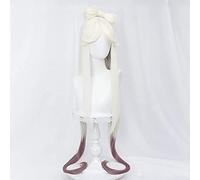 Ombre White Wig with Pigtails for Genshin Impact Two Tone Gradient Purple Anime Cosplay Hair Wigs with 2 Ponytails Bangs + Cap Cosplay Anime Wig Coser