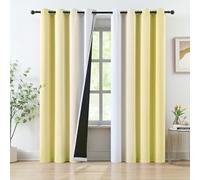 Ombre Yellow Blackout Curtains 63 Inch Long for Living Room Bedroom, Gradient Thermal Insulated Room Darkening Window Curtain Drapes for Girls Room Decor, Privacy Protect Panels Set of 2, Grommet Top
