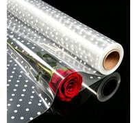 OMBRISA Cellophane Wrap Roll 88cm x 30m, Dotted Cellophane Wrap for Hampers 3 Mil, Transparent Gift Wrappings, Gift Basket Wrapping Plastic, for Graduation Easter Basket Treats Cookies Flower Bouquets