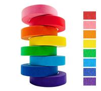 OMBRISA Coloured Masking Tape 8 Rolls, Rainbow Tape 1.5cm x 13m, Masking Tape Painters Tape, Colorful Craft Art Paper Tape for Kids Labeling Arts Crafts DIY Decorative Teaching Supplies
