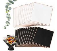 OMBRISA Flower Wrapping Paper 20 Sheets, Bouquet Wrapping Paper with Gold Border, Waterproof Korean Florist Bouquet Paper, Packaging Paper for DIY Crafts Flowers Shop Bouquet Packaging(White & Black)