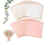 OMBRISA Flower Wrapping Paper 20 Sheets, Bouquet Wrapping Paper with Gold Border, Waterproof Korean Florist Bouquet Paper, Packaging Paper for DIY Crafts Flowers Shop Bouquet Packaging(White & Pink)