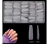 OMBRISA Nail Tips Ballerina 300Pcs, Tips for Gel Nails, 15 Sizes Gel X Nail Tips with Guidelines, Full Cover Matte False Nail Extension for Beginner and Professional Home Salon DIY