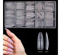 OMBRISA Nail Tips Mandel 300Pcs, Tips for Gel Nails, 15 Sizes Gel X Nail Tips with Guidelines, Full Cover Matte False Nail Extension for Beginner and Professional Home Salon DIY