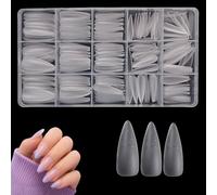 OMBRISA Nail Tips Stiletto 300Pcs, Tips for Gel Nails, 15 Sizes Gel X Nail Tips with Guidelines, Full Cover Matte False Nail Extension for Beginner and Professional Home Salon DIY