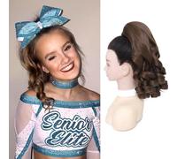 Ombrmal Curly Cheerleader Hairpiece Ponytail,14" Cheer Ponytail Extension for Cheerleader Competition and Dance,All Star Cheer Hair Piece(14 Inch,Mocha Melt)