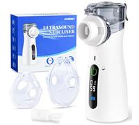 OMBROA Nebuliser Machine for Adults, Rechargeable Portable Nebuliser for Adults & Kids, Silent Nebulizer for Kids with 2 Masks and Mouthpiece, Handheld Sinus Inhaler for Home
