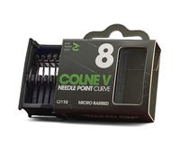 OMC Colne V Needle Point Hooks Curved Pattern - Sizes 2, 4, 6 & 8 Barbed Carp Fishing Hooks with Fine Needle Point