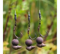 OMC Neutral Lock Hook Ronnie Boys - Ready Tied Spinner Rig for Carp Fishing with Worm Brown Dazzler Components, Size 4 Barbless