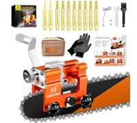 OMCCHK Chainsaw Sharpener Jig Kit Portable Hand Crank Chainsaws Chain Sharpener 4-22 Inch Gas & Electric Chainsaws Compatible Chainsaws Blade Sharpener with 10 Sharpening Burrs & Carry Bag