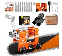 OMCCHK Chainsaw Sharpener Jig with 10 Tungsten Bits & Carry Bag, Universal Chainsaw Sharpening Tool Kit, Portable Hand Cranked Chainsaw Blade Sharpener for 4"-22" Chain Saws
