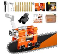 OMCCHK Chainsaw Sharpener Jig with Carry Bag, Portable Universal Chain Saw Sharpener Kit with 10 Titanium-Plated Diamond Bits, Manual Hand Crank Chainsaw Blade Sharpenr
