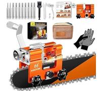 OMCCHK Portable Chainsaw Sharpener Jig, Chain Saw Sharpener Tool with 10 Titanium Plated Diamond Bits, Universal Hand-crank Chainsaw Sharpening Kit for 4-22" Electric Chain Saw